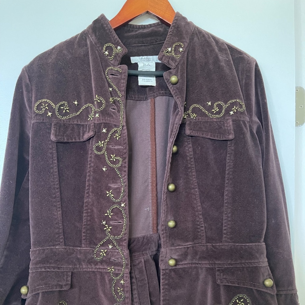 Daslu Brazil Plum Velvet Jacket- Size 40